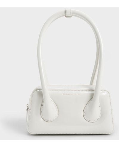Charles & Keith Lula Patent Double Handle Bag - White