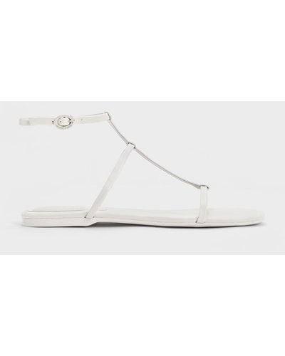 Charles & Keith T-bar Ankle-strap Sandals - Natural
