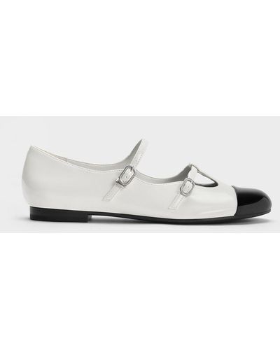 Charles & Keith Double-strap T-bar Mary Janes - White