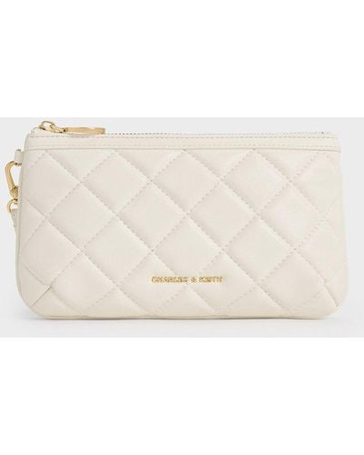 Charles & Keith Cressida Quilted Wristlet - Natural