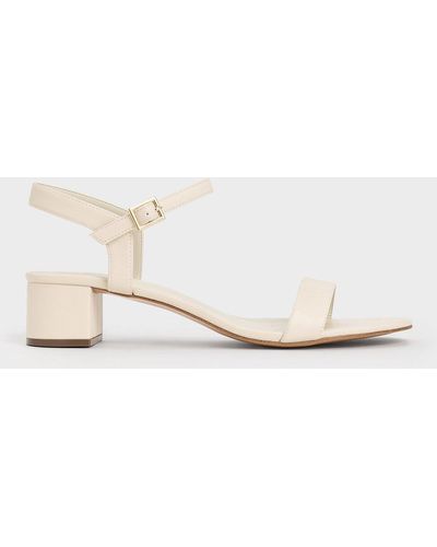 Charles & Keith Block Heel Ankle-strap Sandals - Natural