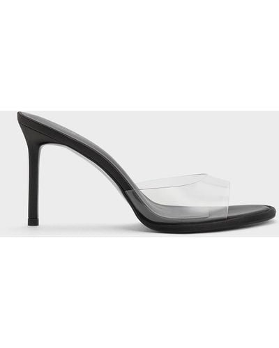 Charles & Keith See-through Cylindrical Heel Mules - Black