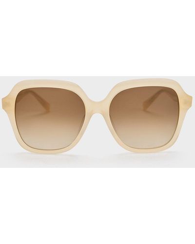 Charles & Keith Recycled Acetate Wide-square Sunglasses - Natural