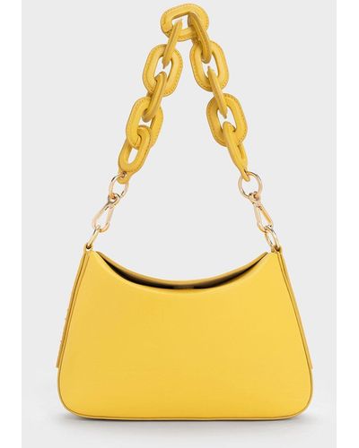 Charles & Keith Catena Chain-handle Bag - Yellow
