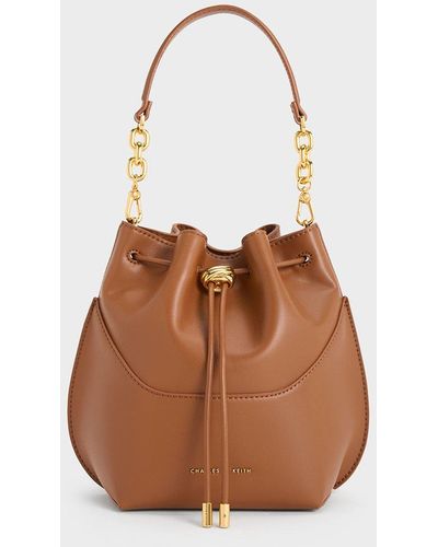 Charles & Keith Cassiopeia Bucket Bag - Brown