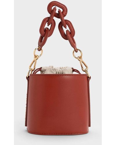 Charles & Keith Catena Bucket Bag - Red