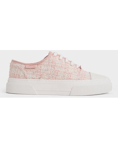 Charles & Keith Joshi Tweed Sneakers - Pink