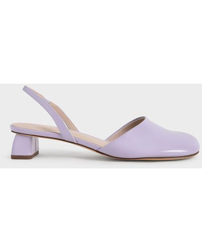 Charles & Keith Patent Round-toe Slingback Pumps - Purple