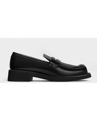 Charles & Keith Monique Square-toe Loafers - Black