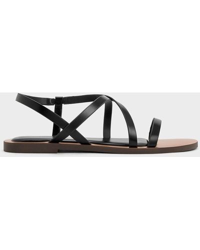 Charles & Keith Asymmetrical Strappy Sandals - White