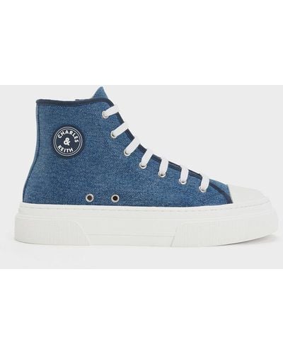 Charles & Keith Kay Canvas High-top Sneakers - Blue