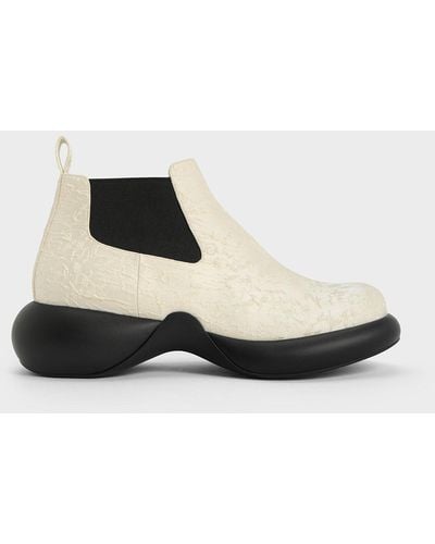 Charles & Keith Hallie Textured Ankle Boots - White