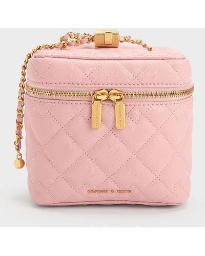 Charles & Keith Nezu Quilted Boxy Bag - Pink