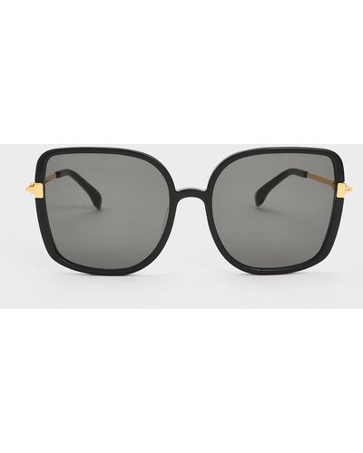 Charles & Keith Oversized Square Chain-link Sunglasses - Gray