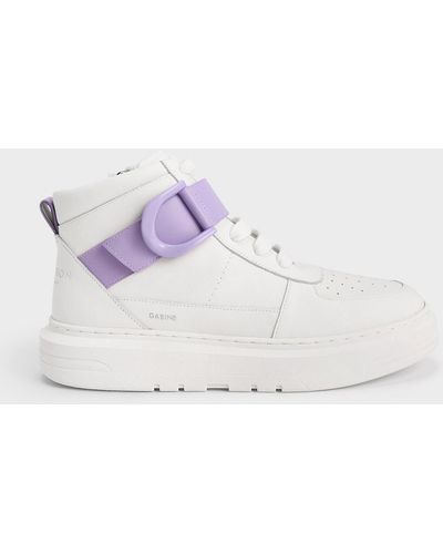 Charles & Keith Gabine Leather High-top Sneakers - Purple