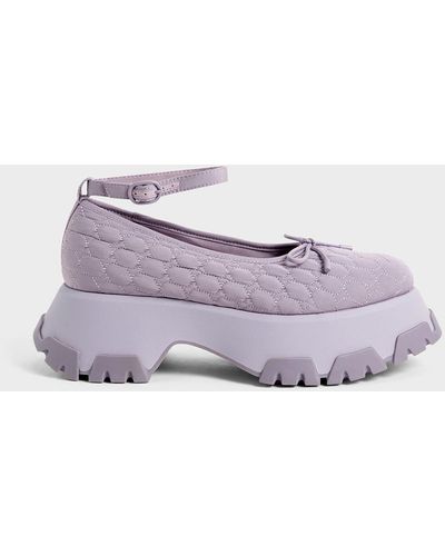 Charles & Keith Recycled Polyester Bow Ballerinas - Purple