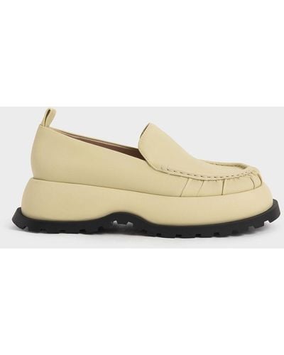 Charles & Keith Astrid Ruched Platform Loafers - Yellow