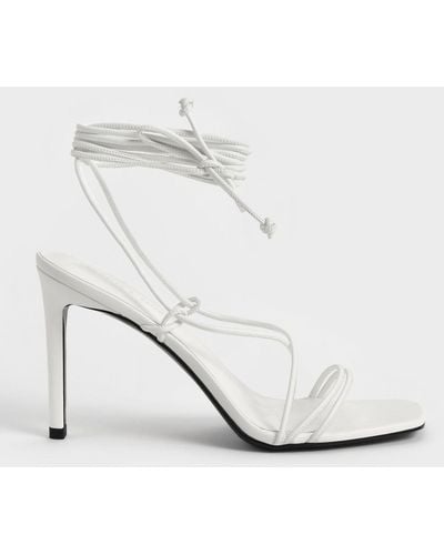 Charles & Keith Strappy Tie-around Stiletto Sandals - White