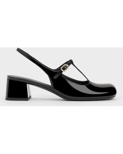 Charles & Keith T-bar Slingback Mary Jane Court Shoes - Black