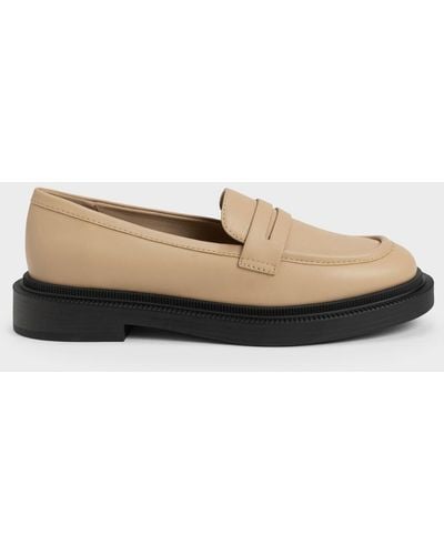 Charles & Keith Classic Penny Loafers - Natural