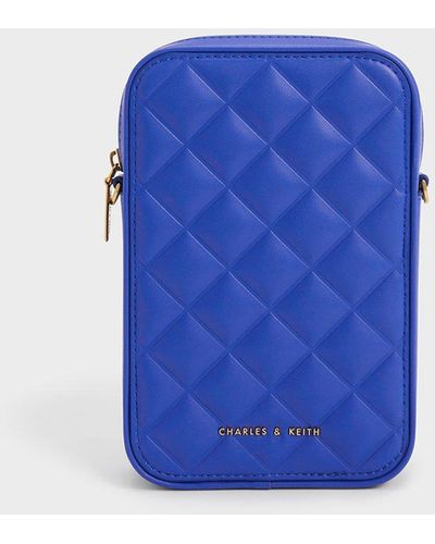 Charles & Keith Bonnie Padded Phone Pouch - Blue