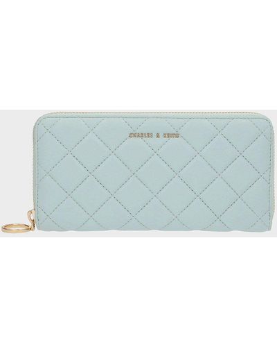 Charles & Keith Cressida Quilted Long Wallet - Blue