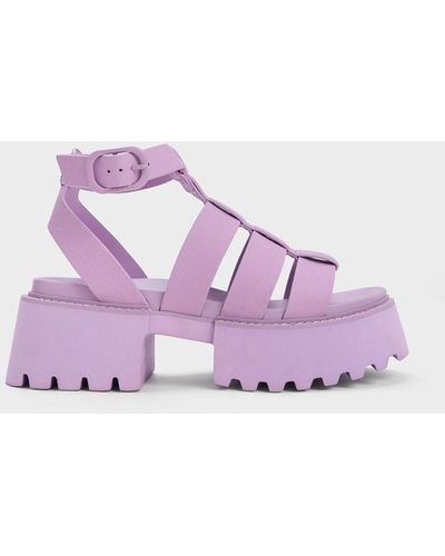 Charles & Keith Nadine Gladiator Platform Sandals - Purple
