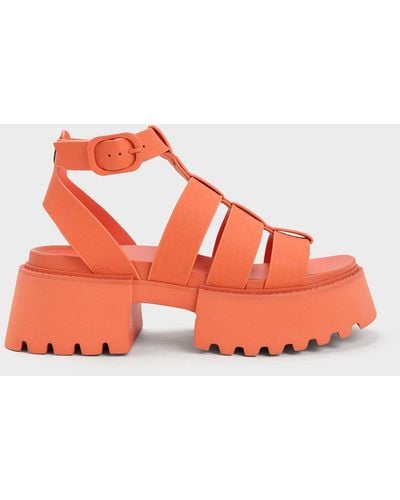 Charles & Keith Nadine Gladiator Platform Sandals - Orange