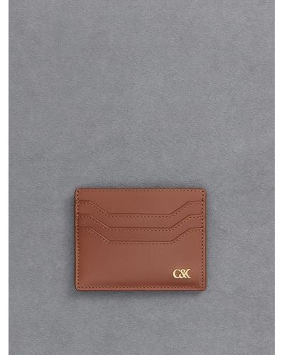 Charles & Keith Leather Multi-slot Card Holder - Grey