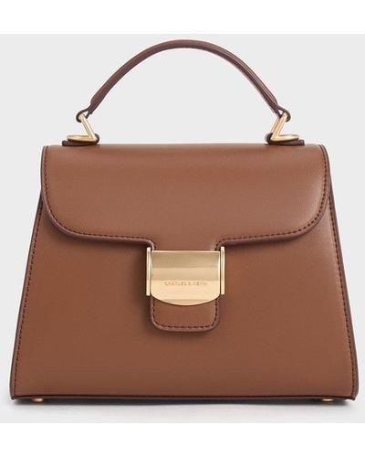 Charles & Keith Violetta Trapeze Top Handle Bag - Brown