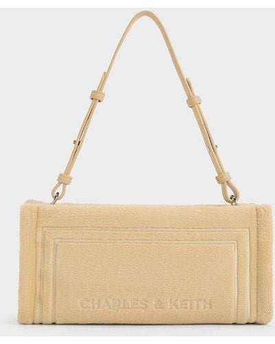 Charles & Keith Loey Textured Shoulder Bag - Natural