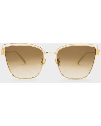 Charles & Keith Wire-frame Cat-eye Sunglasses - Natural