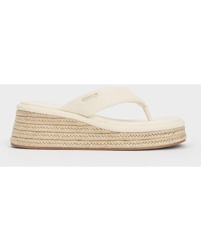 Charles & Keith Espadrille Thong Sandals - Natural
