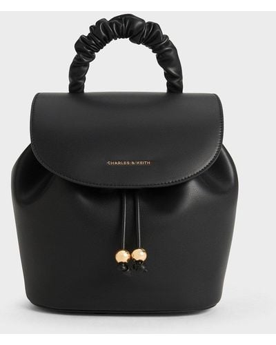 Charles & Keith Eve Ruched-handle Backpack - Black