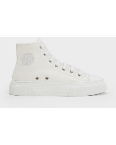 Charles & Keith Kay Canvas High-top Trainers - Natural