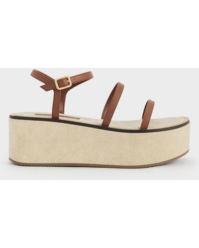Charles & Keith Strappy Flatform Wedge Sandals - Natural