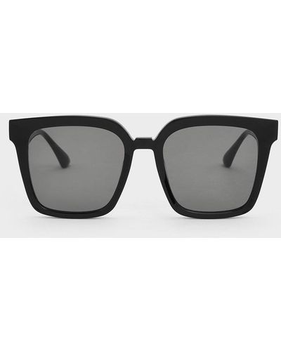 Charles & Keith Recycled Acetate Classic Square Sunglasses - Grey