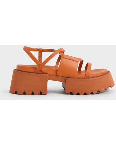 Charles & Keith Nadine Strappy Platform Sandals - Orange