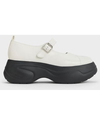Charles & Keith Curved Platform Mary Janes - White