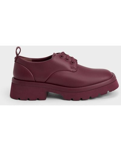 Charles & Keith Ridged Sole Lace-up Oxfords - Purple