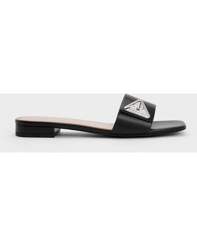 Charles & Keith Trice Metallic Accent Slide Sandals - White
