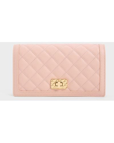 Charles & Keith Micaela Quilted Long Wallet - Pink