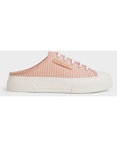 Charles & Keith Kay Striped Slip-on Sneakers - Pink