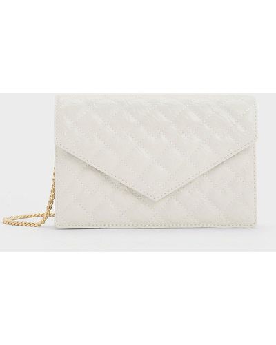 Charles & Keith Duo Quilted Envelope Clutch - White