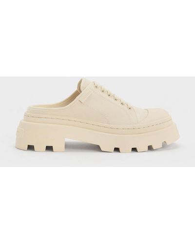 Charles & Keith Canvas Backless Trainers - Natural