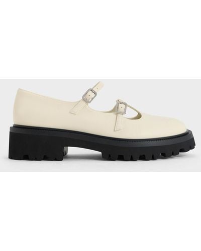 Charles & Keith Double-strap T-bar Chunky Mary Janes - White