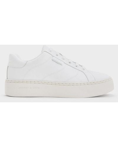 Charles & Keith Lace-up Sneakers - White
