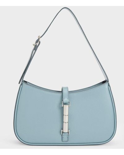 Charles & Keith Cesia Metallic Accent Shoulder Bag - Blue