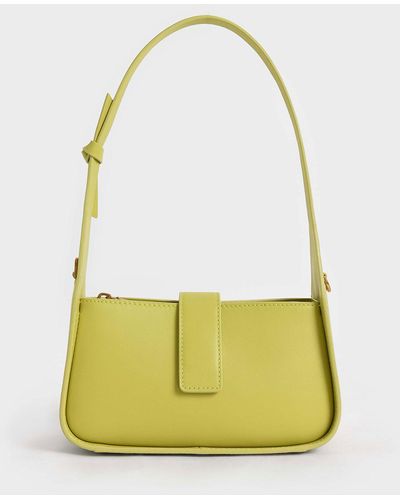 Charles & Keith Leather Chain-link Bag - Yellow