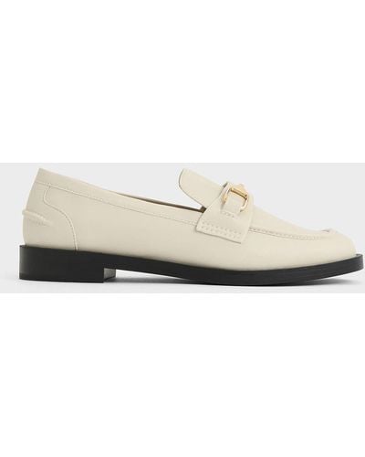 Charles & Keith Metallic-accent Loafers - White